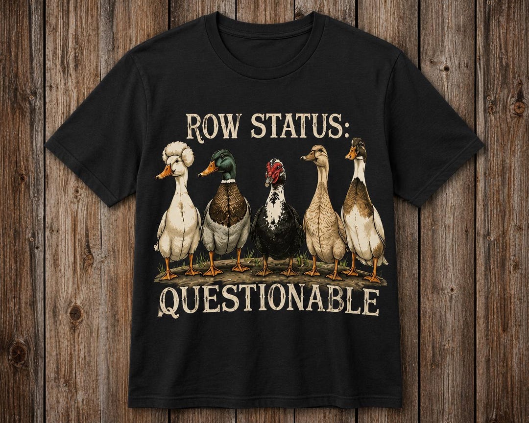Black Row Status Questionable duck shirt product mockup